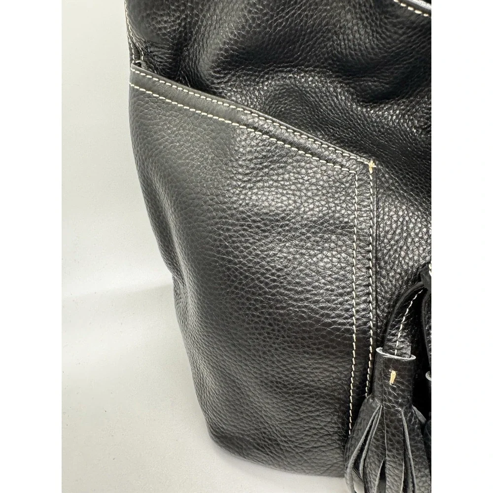 Laggo Black Pebbled Leather Tassle Hobo Bag 15x11x5 NWOT PT3